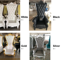 Chaise Trône Moderne à Dossier Haut en Bois Massif, Revêtement Cuir PU, pour Salle à Manger, Mariage, Banquet, Événement, Hôtel