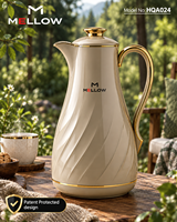 Carafe à café isotherme Pristine OEM 1.0L gris nacré, lignes fluides, ABS, avec revêtement en verre, poignée foncée, bouton rond, pour le bureau