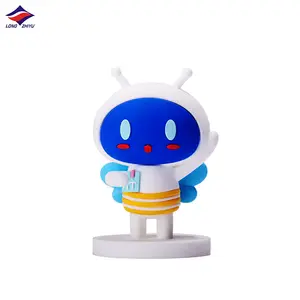 Longzhiyu Tùy Chỉnh PVC Hành Động Hình Dễ Thương Phim Hoạt Hình Mini 3D Bức Tượng Búp Bê Cao Su Mềm Với Cơ Sở Bán Buôn