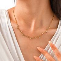 Collier minimaliste rond en chaîne serpent française YF8299 avec zircon blanc, bijoux anti-ternissement plaqué or 18 carats, acier inoxydable imperméable