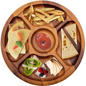 Plato para servir de bambú de madera de acacia Natural 100%, bandeja de fiesta Premium, bandeja para servir de alta calidad - Product Image 2