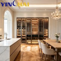 Armoire à vin à température constante en acier inoxydable brossé YINGHAI avec éclairage LED pour salle à manger, villa, hôtel, bar à domicile