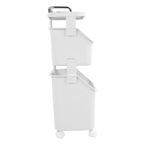<span class=keywords><strong>Panier</strong></span> <span class=keywords><strong>à</strong></span> <span class=keywords><strong>linge</strong></span> roulant avec roulettes, 2 ou 3 niveaux, grande capacité, en plastique PP ABS, pour le rangement des vêtements dans la salle de bain ou la cuisine - Product Image 3