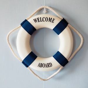 Boya salvavidas de estilo náutico, decoración de pared, rojo y azul, hogar, Playa marina, objeto decorativo de bienvenida para sala de estar - Product Image 3