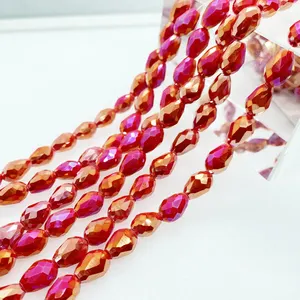 Perles de goutte d'eau à trou droit de 3-10mm, matériel de bricolage de Bracelet et de collier, perles de verre de cristal de goutte d'eau colorées pour la fabrication de bijoux