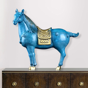 Estatua de bronce de latón de tamaño pequeño para decoración de interiores, escultura de caballo de escritorio chino de Tany Dynasty - Product Image 1