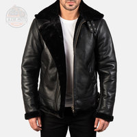 Neuer 2024-Stil Echte Pelz-Shearling-Lederjacke für Herren Winter Einfarbig Stehkragen High-Street Casual Individuell Anpassbar