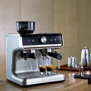 15Bar Coffee Maker Grind Beans Semiautomatic Grinder Steam Coffee Machine