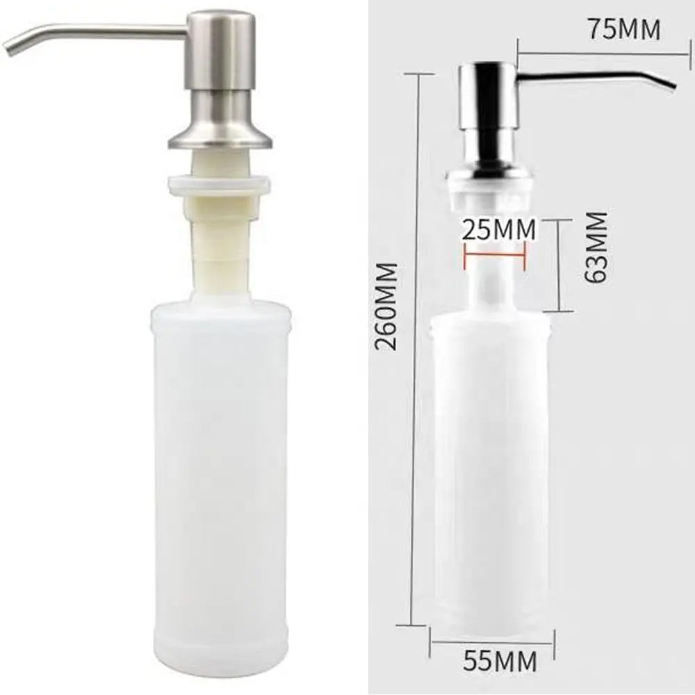 300Ml Tay Chất Lỏng 304 Thép Không Gỉ Xà Phòng Dispenser Bơm Dispenser Món Ăn Xà Phòng Dispenser Cho Nhà Bếp Với SS Đầu, ABS Ống, PP Bot