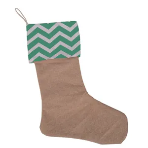 Personalized Burlap Christmas Striped Present Stocking Monogram Large Plaid Xmas Gift <b>Bags</b> for Family Holiday Fireplace Decor - Product Image 4