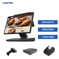 Système de point de vente SUNTEK SC2, Windows, écran tactile double 15,6 + 10,1 pouces, terminal de caisse intelligent tout-en-un, certifié CE