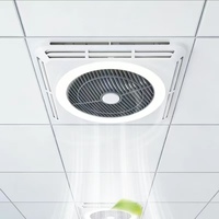 Ventilador de Techo Empotrado de 60x60cm con Luz LED de Anillo, Motor Inverter de 30W, Control Remoto de 6 Velocidades con Regulación Continua para Oficina y Hotel