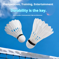 Balles de badminton JINFAR Professional, lot de 12, haute durabilité, classe B, plumes d'oie, tête en liège PU, pour entraînement de niveau tournoi