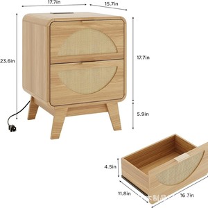 Vintage style bedside table, home <b>bedroom</b> <b>storage</b> <b>cabinet</b>, retro double drawer <b>storage</b> <b>cabinet</b>, 2026 creative bedside small - Product Image 4