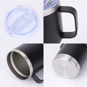 Gobelet isotherme en acier inoxydable 20 oz avec poignée, mug de voyage écologique, revêtement poudré pour usage extérieur - Product Image 2