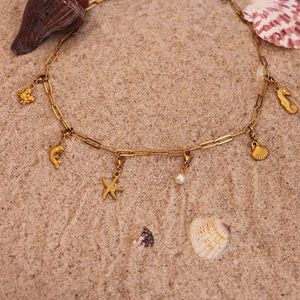 Collar con colgante de estrella que no se desvanece, venta al por mayor, collares con colgante de perla de <span class=keywords><strong>pez</strong></span> <span class=keywords><strong>globo</strong></span> de concha bonita a la moda, serie oceánica, piezas de joyería únicas - Product Image 4