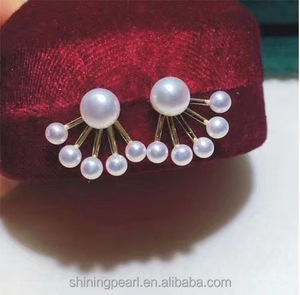 Orecchini a Perno <span class=keywords><strong>di</strong></span> Alta Qualità con Perle Naturali d'Acqua Dolce 5-6mm Bianche Rotonde/Ovali a Forma <span class=keywords><strong>di</strong></span> Ciambella per <span class=keywords><strong>Cercatori</strong></span> <span class=keywords><strong>di</strong></span> Tesori - Product Image 3