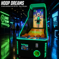 Machine de tir au basket-ball en métal avec fonction de lancer de ballon, design pliable et mobile, fonctionnement à monnayeur, écran LED, utilisation en intérieur