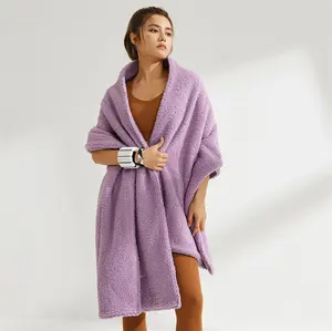 SZ199 Neuankömmling Fleece Pashmina Schals Wraps Chunk Thick Fluffy Blanket Schals Übergroße Winters chals für Frauen