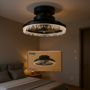 Ventilateur de plafond LED Manji de 16 pouces, luminaire moderne à intensité variable avec télécommande, pour chambre à coucher et salon - Product Image 2