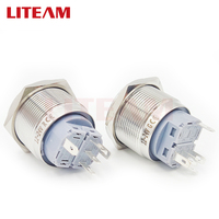 Interrupteur à bouton-poussoir LED métallique étanche IP67 en ABS de 25 mm, personnalisable, 1NO1NC, momentané ou à enclenchement, pour montage sur panneau, interrupteur d'alimentation