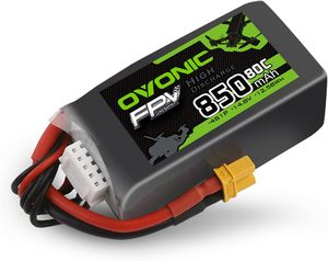 Batterie Lipo OVONIC 4S 850mAh 14.8V 80C avec prise XT30 pour drone FPV Cinewhoop Quadcopters - Product Image 1