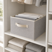 Boîte de rangement pliable en tissu non tissé renforcée par du carton de 2,0 mm, conteneur de rangement imprimé avec poignée en sangle