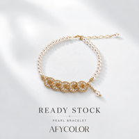 Bracelet en perles d'imitation pour femme, inspiré des cinq dynasties, plaqué or, luxe léger, vente en gros, fournisseur OEM en stock