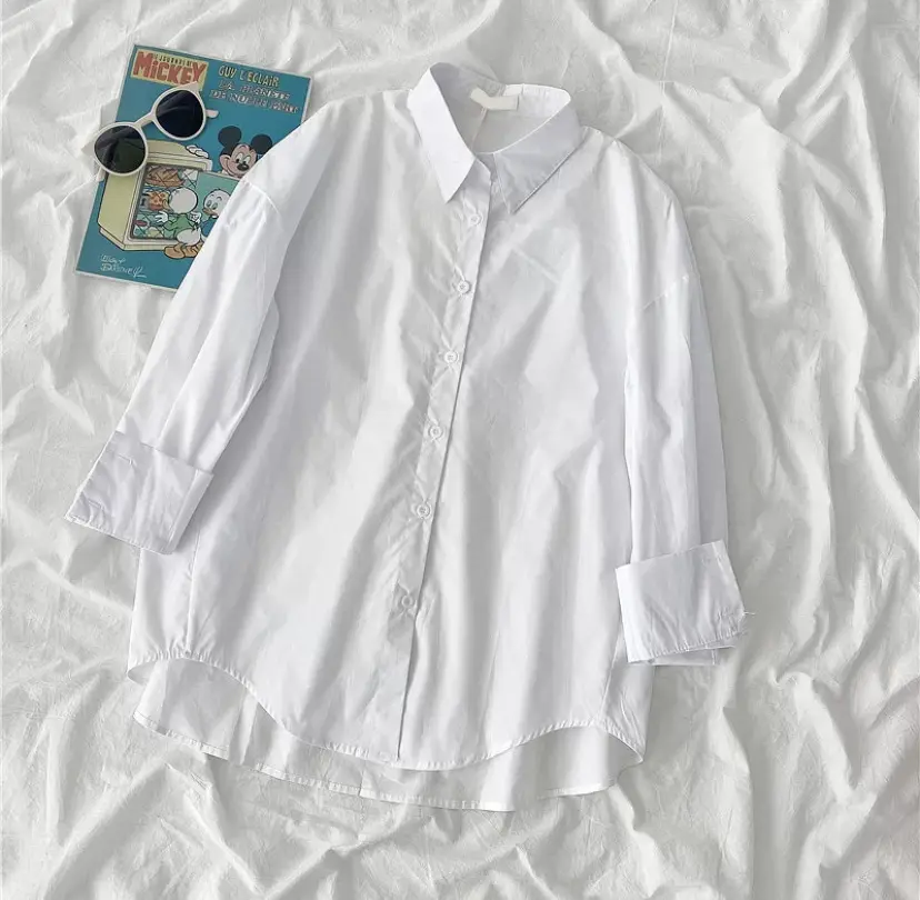 Benutzer definierte feste Bluse für Frauen elegante Büro formale Langarmhemd Dame lässig plus Größe Knopf oben fallen