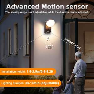 Lámpara de Pared LED para Exteriores CELAVY con Sensor de Movimiento, Antracita, Giratoria, IP54, Aluminio, Policarbonato y Vidrio para Patio - Product Image 3