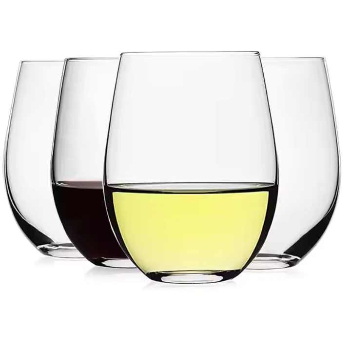 Goldosa Collection Stemless Wine Glass Set - 16oz Red Wine Glass With Gold Dot Design