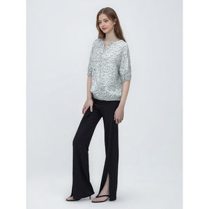 Logo de motif de couleur personnalisé 100% coton chemisiers pour femmes lâche à manches courtes - Product Image 1