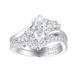 Custom Jewelry Wholesale 925 Sterling <b>Silver</b> Marquise Diamond Stackable <b>Ring</b> Designer Fashion CZ Bridal <b>Ring</b> Anniversary Gift - Product Image 1