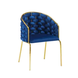 Wedding event Blue Velvet Dining Chairs Luxury Tufted Upholstered Dining Room Chairs