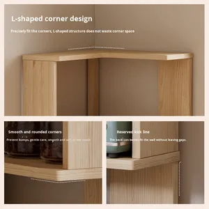 DISHI Mueble Esquinero Moderno de Madera Maciza con Estante Integrado de 90 Grados para Almacenamiento en Apartamentos Pequeños, Estantería de Pie - Product Image 2