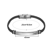 Mode personnalisé tressé Bracelet Bracelet en cuir en acier inoxydable Bracelet homme et femme lettrage gravé Logo en gros
