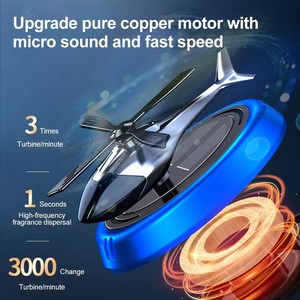 Solar Powered Rotation Helicopter Solar Aromatherapy Car Air Freshener Alloy+ABS Wooden Fragrance <b>Auto</b> Aroma Diffuser - Product Image 3
