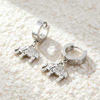 Boucles d'oreilles pendantes rétro en forme de croix, éléphant, étoile de mer et hibou, design tendance et polyvalent pour homme, bijoux en acier inoxydable, vente chaude
