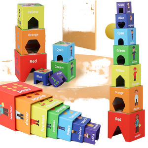 Jouets d'empilage en bois créatifs, ensemble de formes, tour de construction, jouets en bois Montessori, éducation précoce pour le développement cognitif - Product Image 1