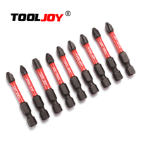 Jeu de tournevis à chocs TOOLJOY S2 en acier PH2, haute performance, magnétique, Phillips, zone de torsion rouge, embout hexagonal 1/4 ", qualité industrielle