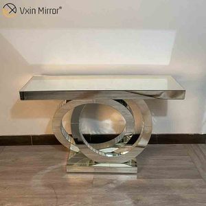 Consolle a Specchio di Design a O <span class=keywords><strong>per</strong></span> Casa, Hotel, Negozio <span class=keywords><strong>in</strong></span> Stile Moderno con <span class=keywords><strong>Vetro</strong></span> Diamantato Infranto, Vendita Diretta dalla Fabbrica <span class=keywords><strong>per</strong></span> <span class=keywords><strong>Soggiorno</strong></span> e Ingresso - Product Image 1