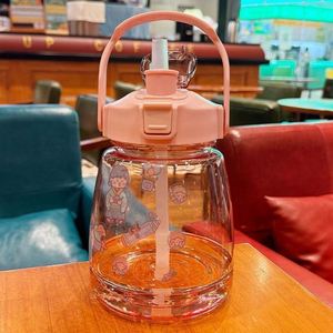 Kids Direct Drink <b>Large</b> Capacity Water-Resistant Cartoon Prints Colorful Water Bottle for Child With Straw - Product Image 5