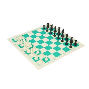 ベストセラーのポータブルプラスチック製2in1チェスゲームセット、布製バッグ付き折りたたみボード、教育的知能開発用 - Product Image 1