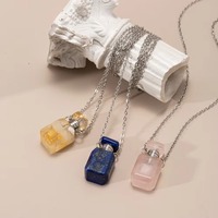 Collier diffuseur d'huiles essentielles en pierre précieuse naturelle, fait main, artisanal, cadeau, vente en gros