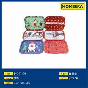 Homeera Decorative Tray 40x28.5cm Iron Christmas Scenic Rectangle For Home Decoration - Product Image 1