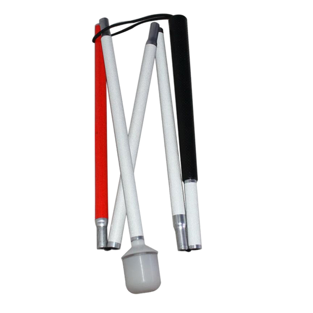 5 Section Outdoors Adjust Height Foldable Walking Cane Automatic Blind Walking Stick Cane for Visually Impaired Disabled Lamp