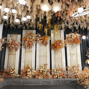 ฉากหลังแต่งงานสีทองและสีขาวสำหรับตกแต่งเวทีแต่งงาน - Product Image 1