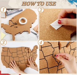 Épingle décorative Carte des États-Unis Art mural Carte de voyage géante des États-Unis Carte continentale des États-Unis Tableau en liège - Product Image 3