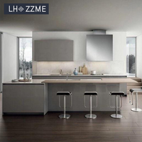 Îlot de cuisine modulaire de luxe en MDF avec comptoir en granit, évier intégré, étanche, facile à installer, résistant à l'humidité, pour usage résidentiel