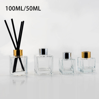 Bouteilles de diffuseur d'huiles essentielles en verre carré de 100 ml avec bouchon à vis et marquage à chaud